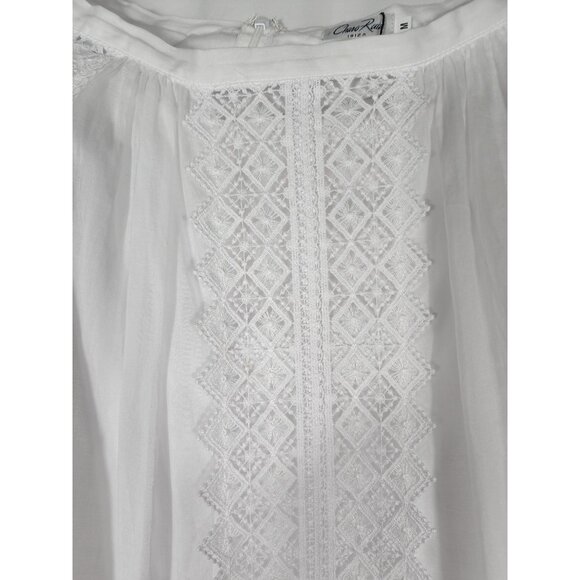 Charo Ruiz NWT Sheer Lace Maxi Skirt White Long Vega Panel Medium - Picture 6 of 7